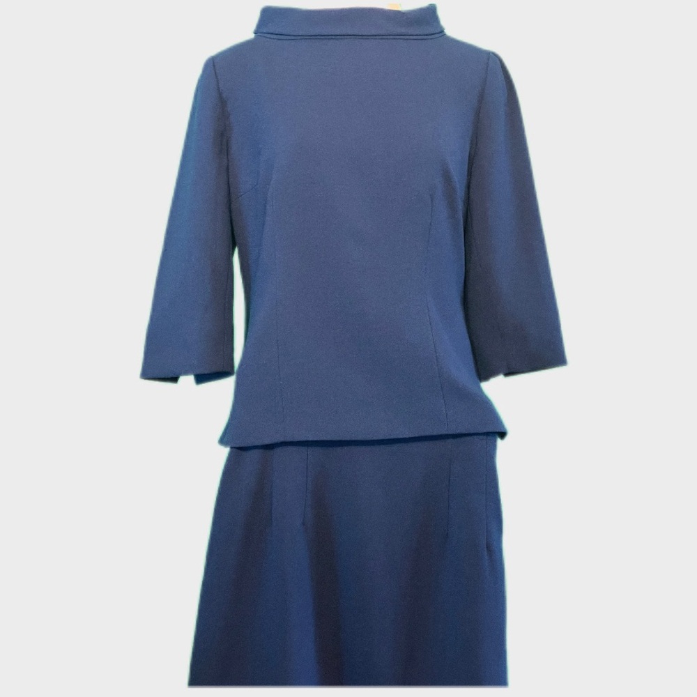 Vintage Talbots Petite 4P Wool Wide Mock Neck Navy Suit 21” Skirt Like New 🇺🇸 - Picture 2 of 16